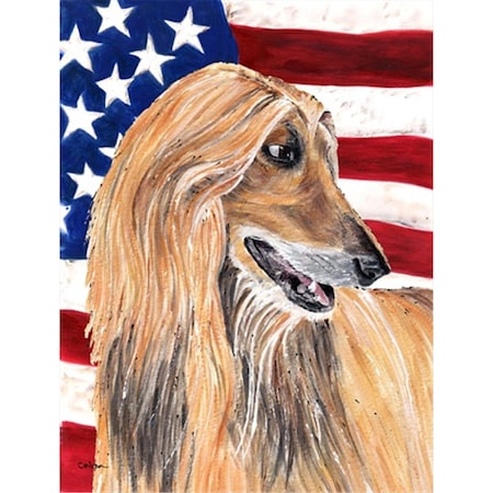 Carolines Treasures Afghan Hound USA Patriotic American Flag Flag Canvas House Size SC9506CHF